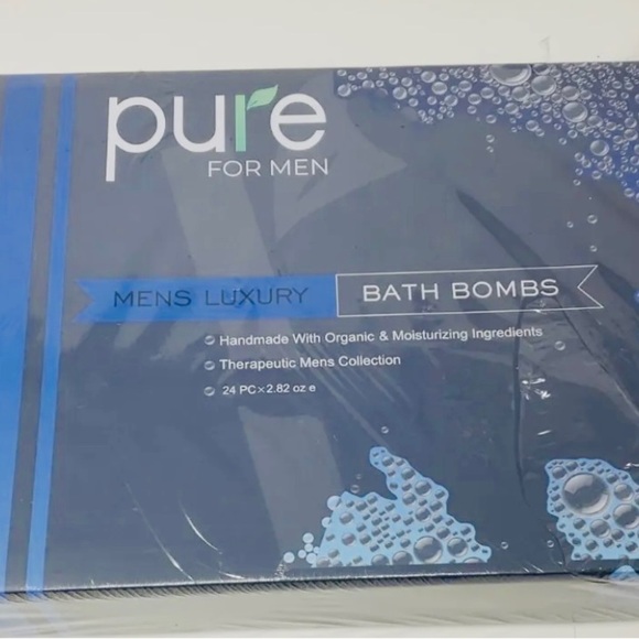 Pure for menBath Bombs for Men. 24-Pack. Organic Moisturizing